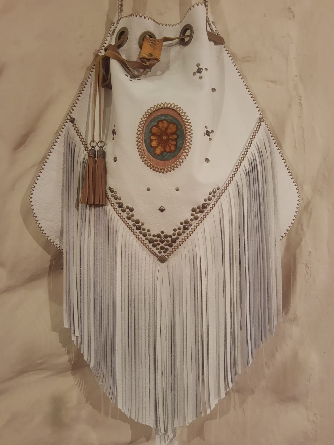 Bolsa Shamanic Off White Marchetaria, Tamanho G