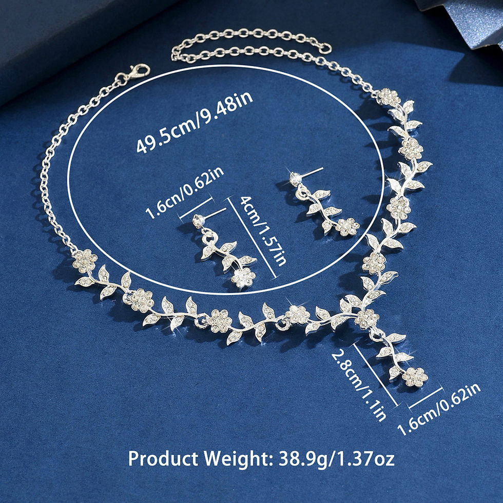 Miniatura: 3PC Women's Fashion Design Flower Necklace Earrings Jewelry Set Suitable for Wed
