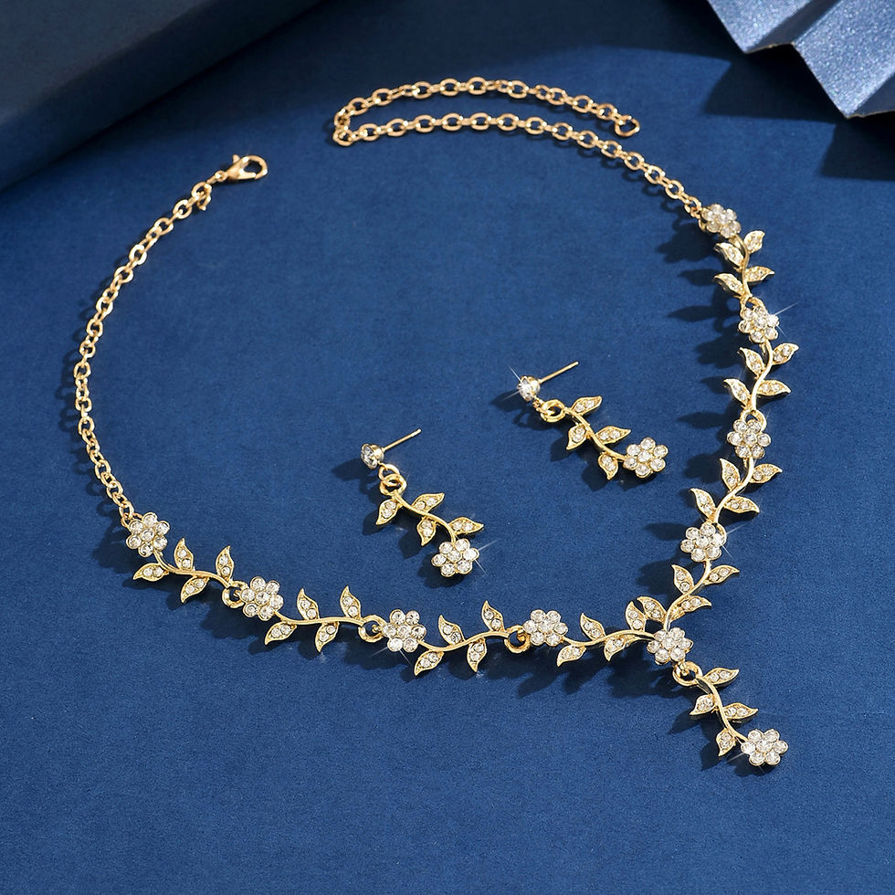 Miniatura: 3PC Women's Fashion Design Flower Necklace Earrings Jewelry Set Suitable for Wed