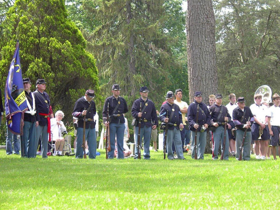 People dressed as civil war soldiers at the annnual memorial day service.