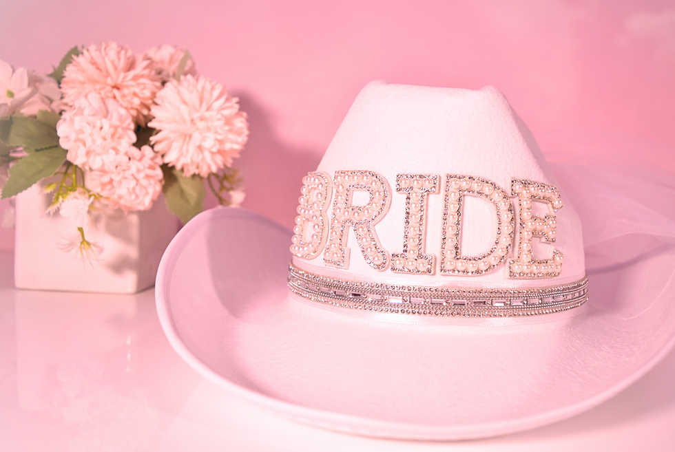 White cowgirl hat with Bride lettering