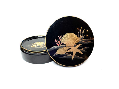 OLD MOUNTAIN RAKUSA とOLDTHEATERコースターのセット Vintage Otagiri Lacquerware Coaster Set of 6 – Seashell & Starfish