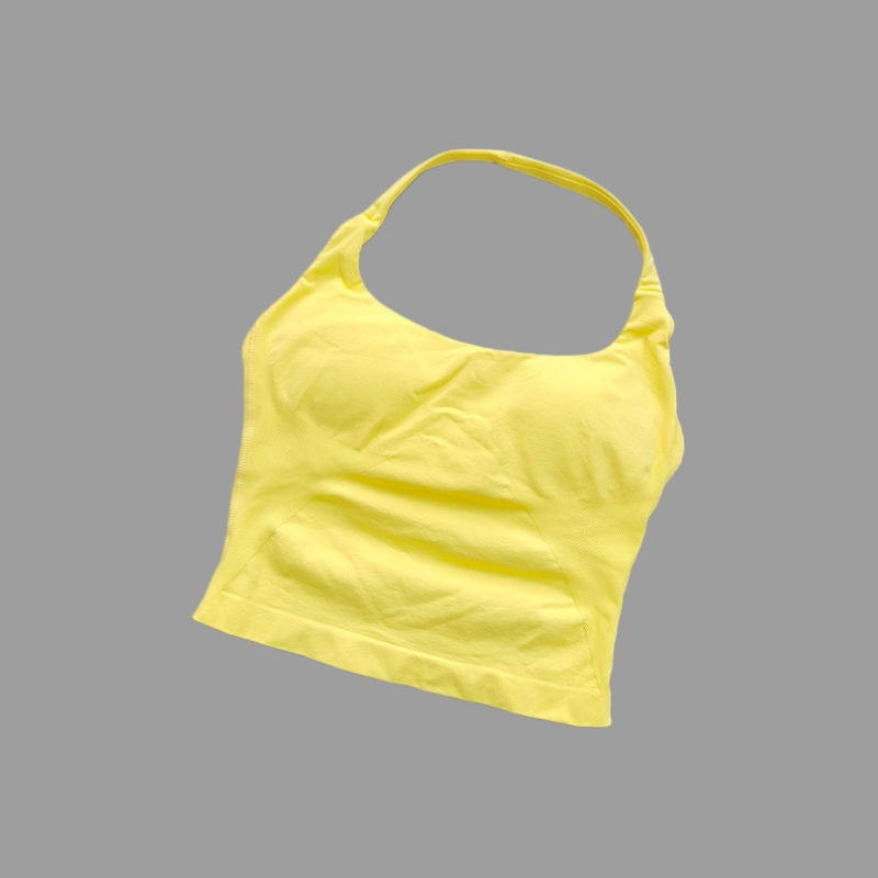 Thumbnail: Seamless Halter Neck Yoga Tank Tops for Women Built-in Bra Padded Gym Top Sleeve