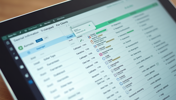 Vue en plongée d’un tableau Airtable affichant des emails clients triés et classés automatiquement