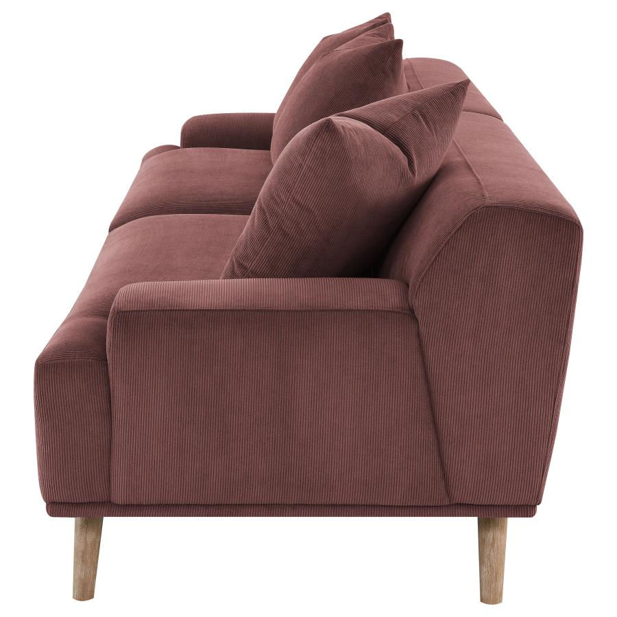 Miniatura: Elizabeth Corduroy Upholstered Extra Long Sofa Wine Red