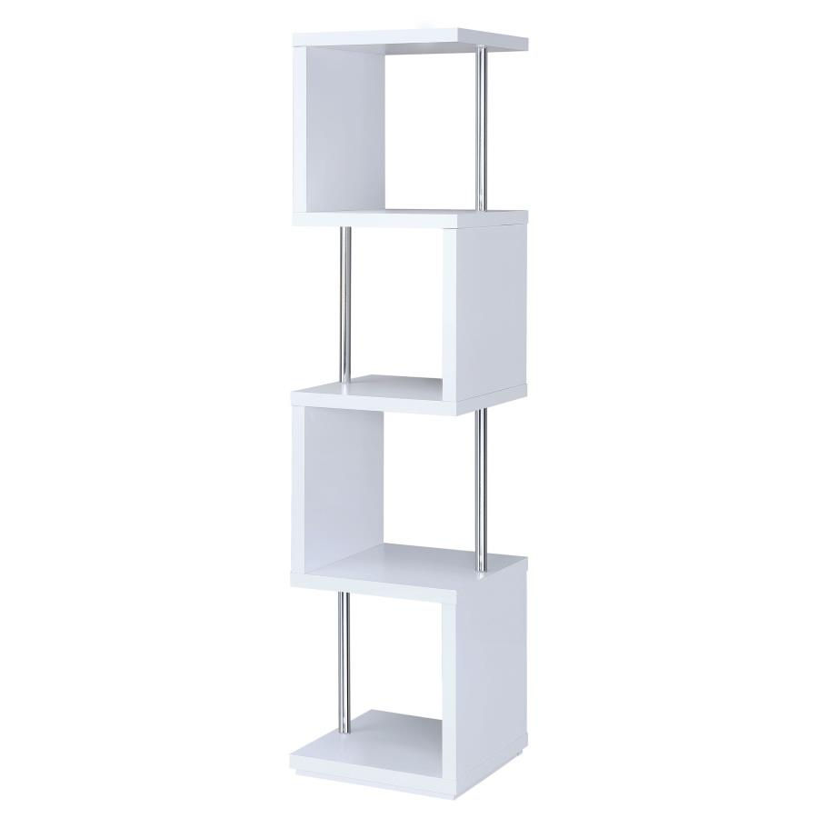 Thumbnail: Baxter 67-inch 4-shelf Bookshelf White and Chrome