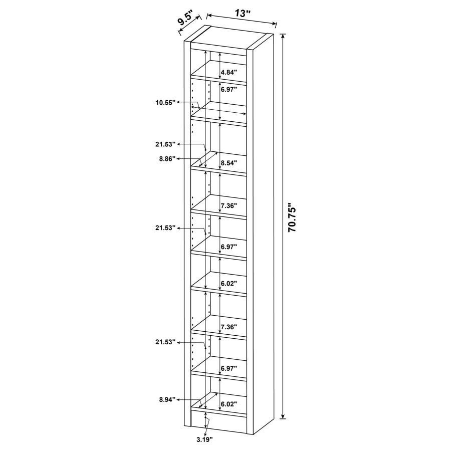 Miniatura: Eliam 71-inch 9-shelf Bookcase Cappuccino