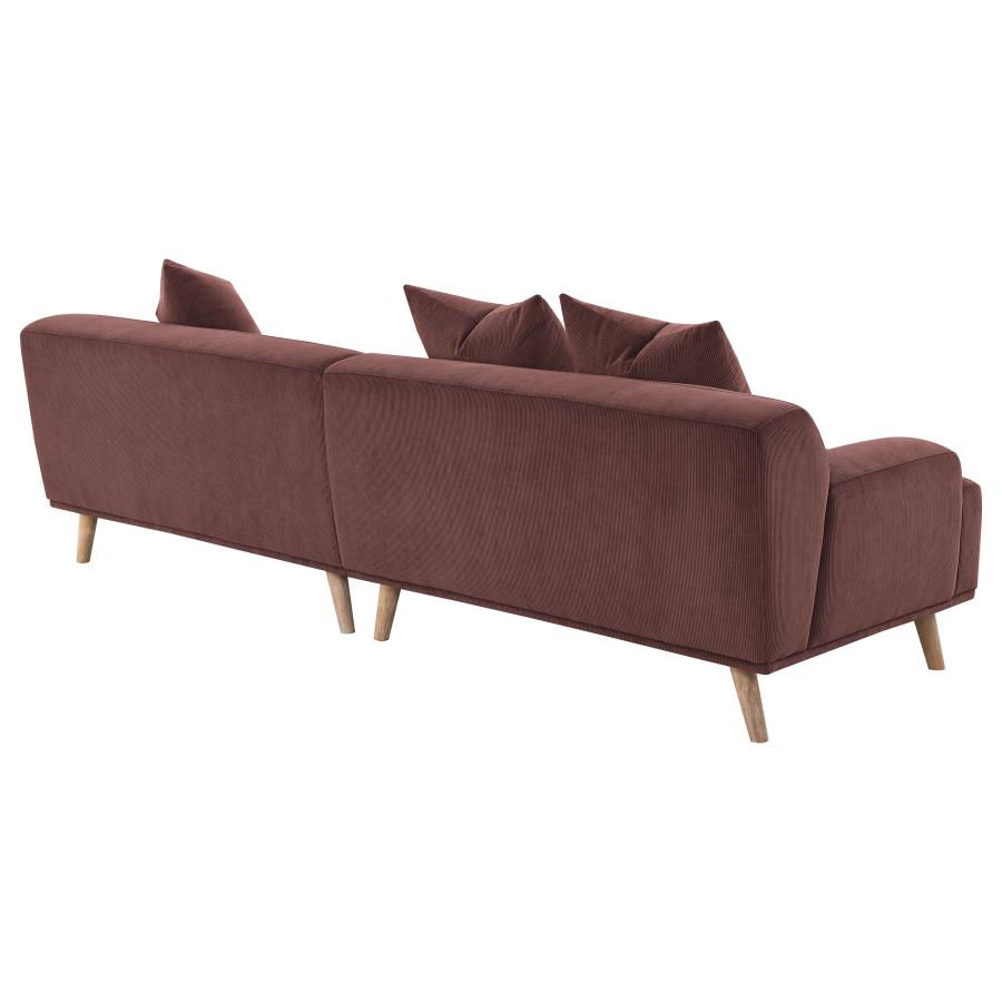 Miniatura: Elizabeth Corduroy Upholstered Extra Long Sofa Wine Red