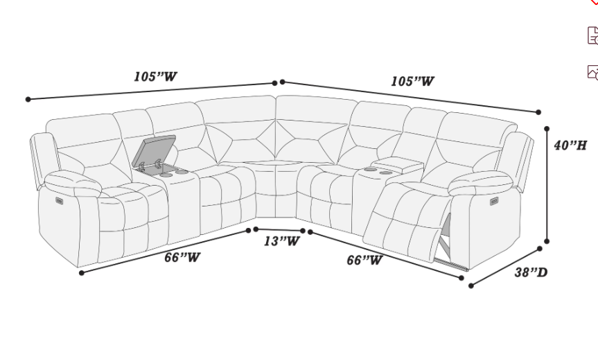 Miniatura: CHOCOLATE RECLINING SECTIONAL
