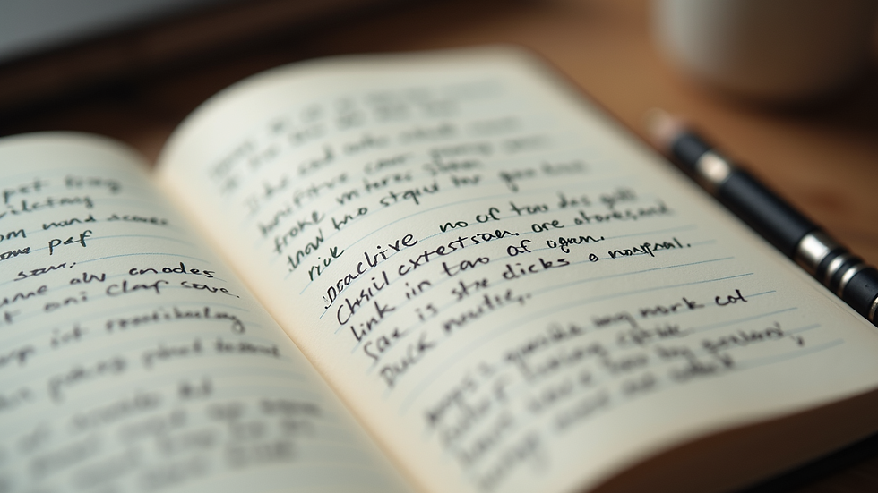 Close-up view of a notebook with handwritten personal reflections