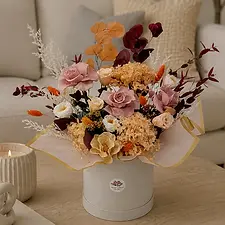 Custom preserved flower arrangement created for a special occasion