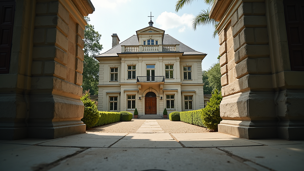Eye-level view of a beautifully restored historic building