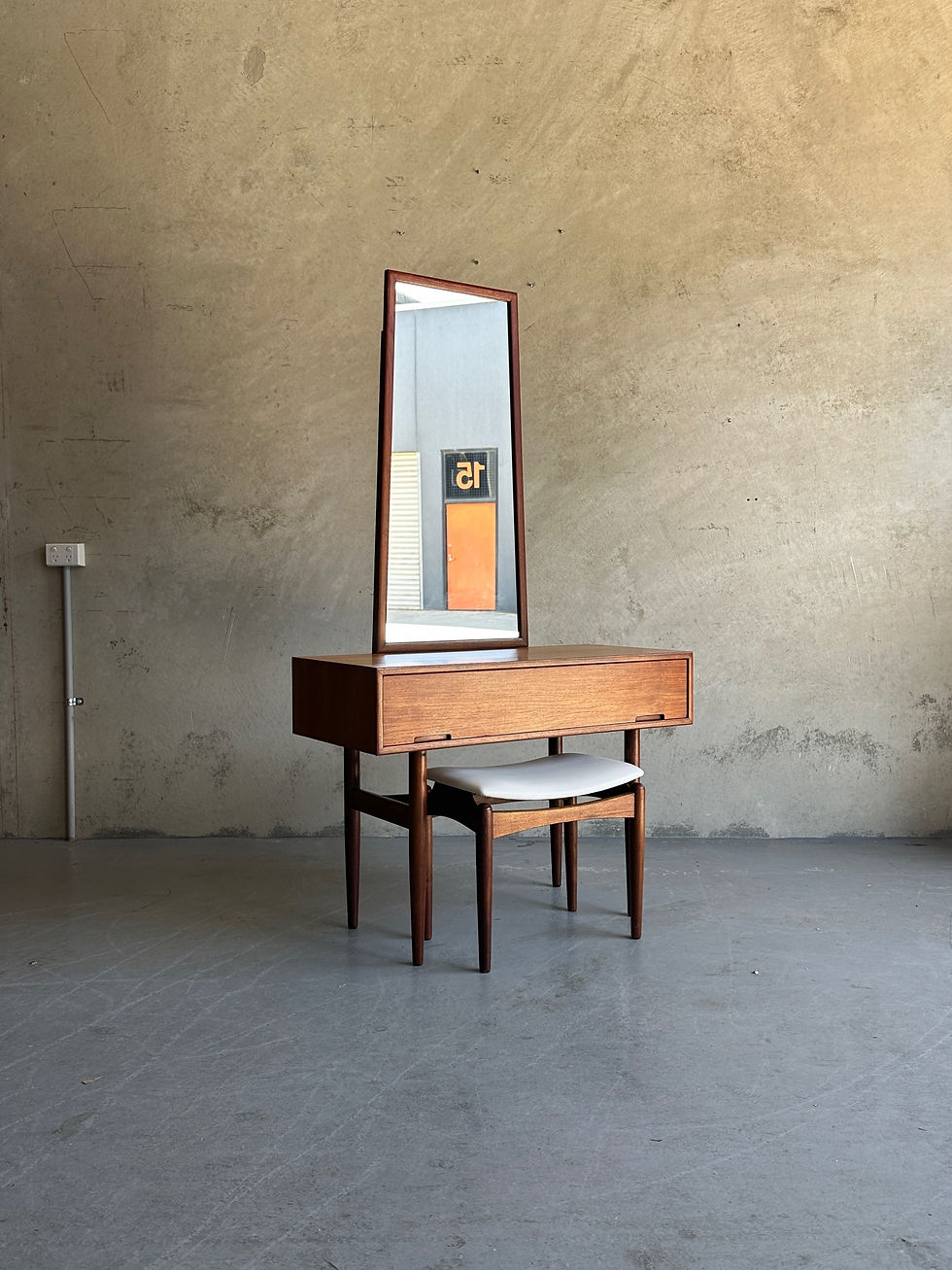 Mid Century Hayson Dresser/ Drawers/ Console + Mirror +Stool