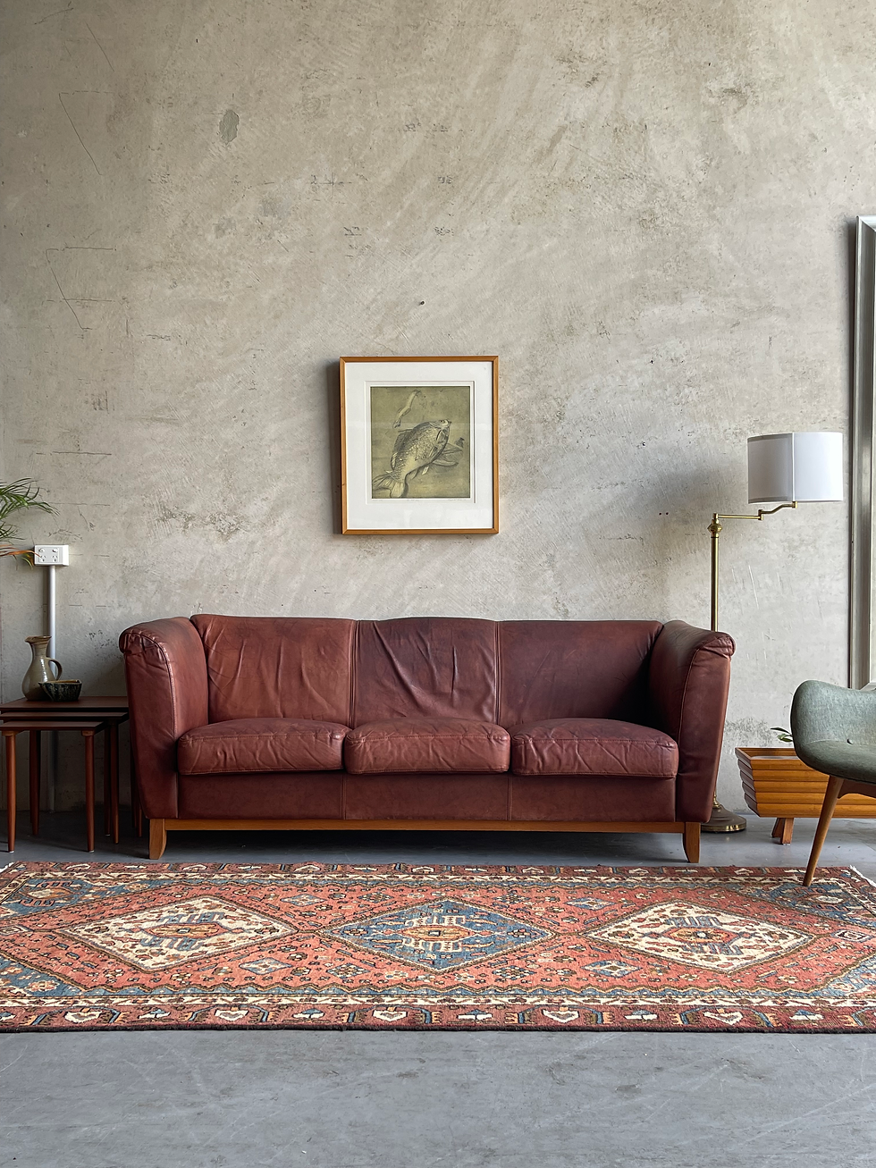 Danish Mid Century Cognac  Leather Sofa - Circa 1960