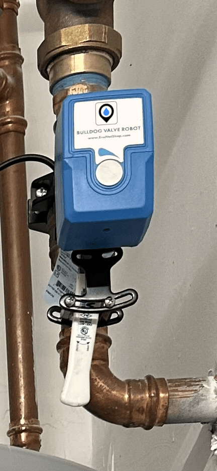 LIKK smart water shutoff device on copper pipes
