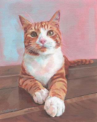 cat painting, ginger cat, pet portrait