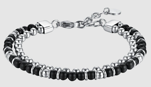 Miniatura: LUCA BARRA DOPPIO BRACCIALE ACCIAIO E  CON PIETRE BA1526