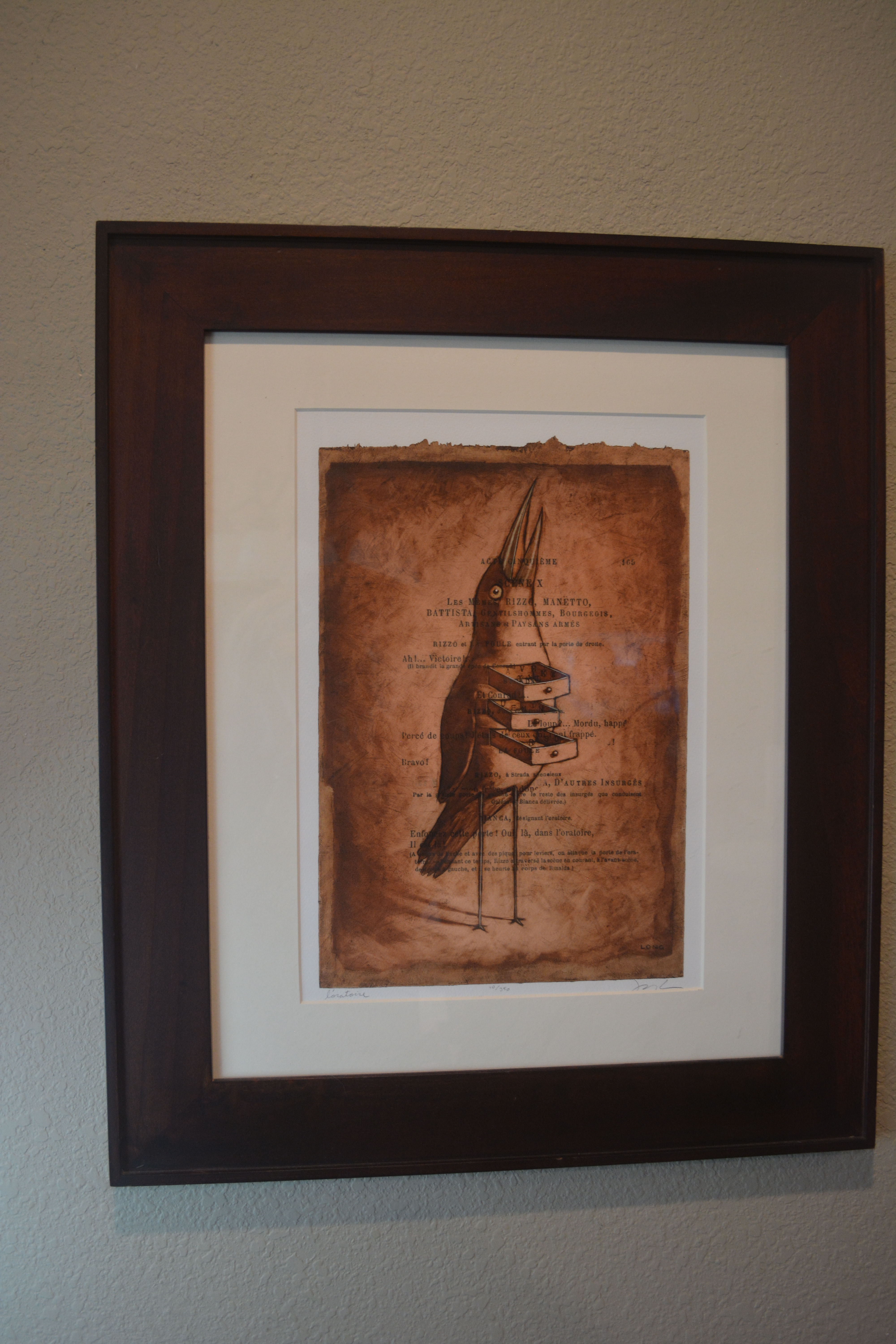 Vintage Beautifully Framed, Matted, Signed and Numbered Print "Par la Glaive"