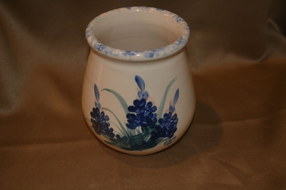 Thumbnail: Vintage Ellis Prod. Pottery Marshall, TX  Artist Signed Bluebonnet Pattern Hand