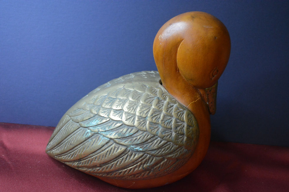 Vintage Bamboo and Brass Duck ca 1940's