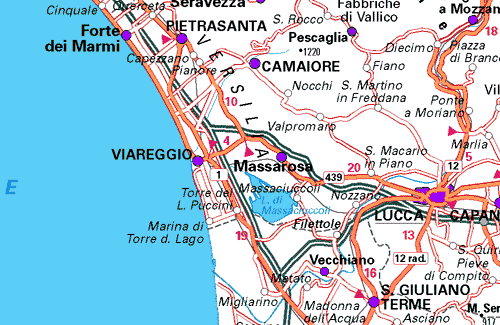 Mapa praias Toscana