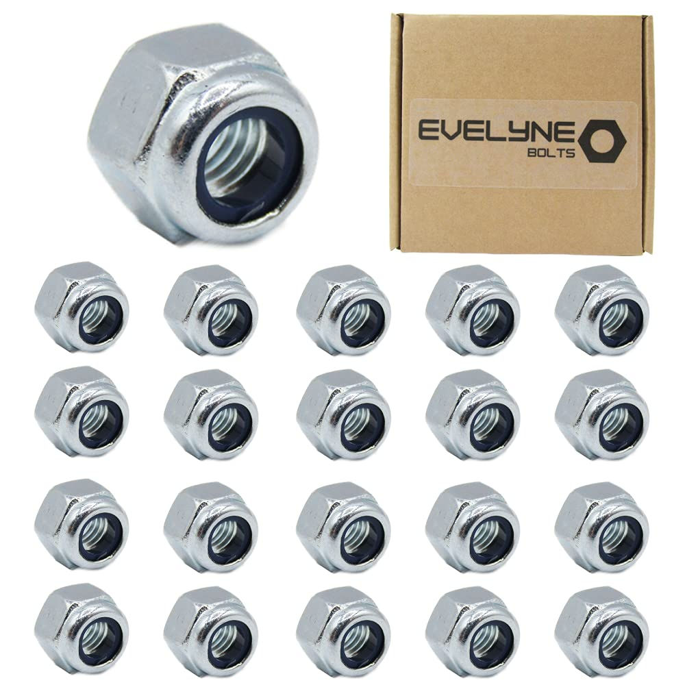M5 Nyloc Steel Nuts, 5mm Self Locking Nuts with Nylon Inserts (20 Pack)