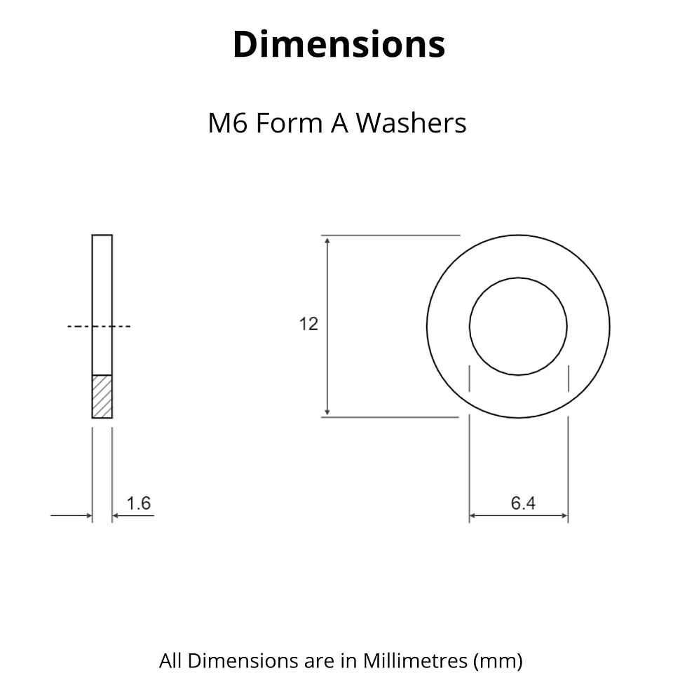 Thumbnail: M6 (6mm) Form A Washer Set (Flat Washer) Steel - Pack of 20