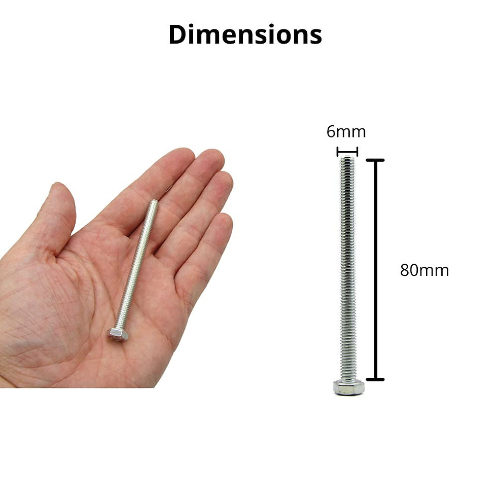 Thumbnail: M6 (6mm x 80mm) Hex Bolts/Setscrews, Steel (Pack of 20)