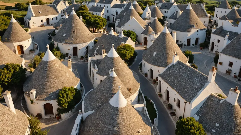 High angle view of Trulli houses in Alberobello