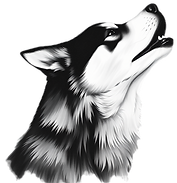 realistic husky howling outline black an