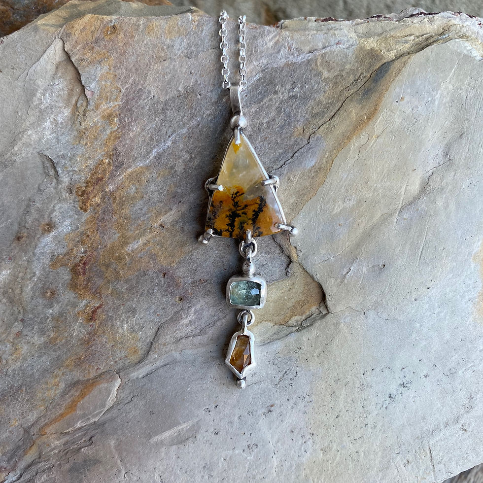 Thumbnail: Dendrite Quartz, Aquamarine and Burmese Spinal