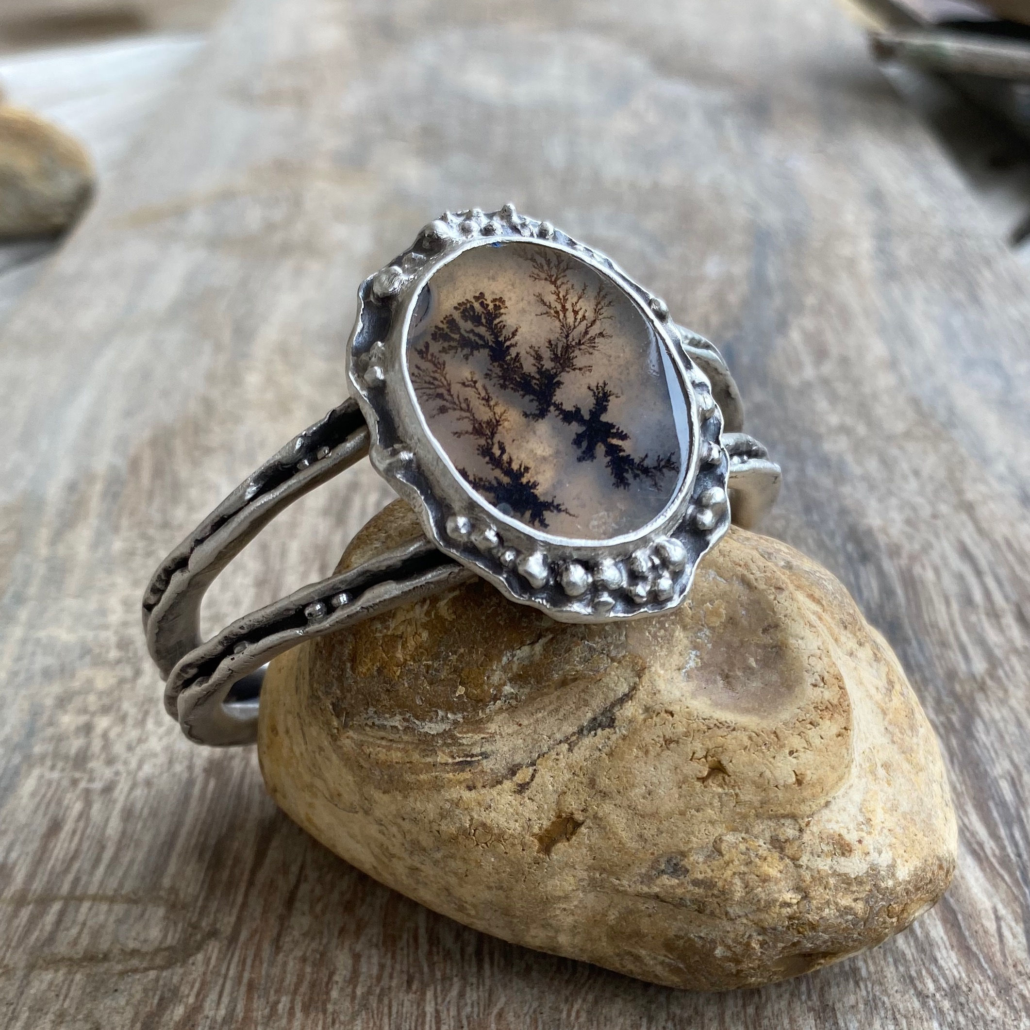 Dendrite Agate Fine Silver Cuff