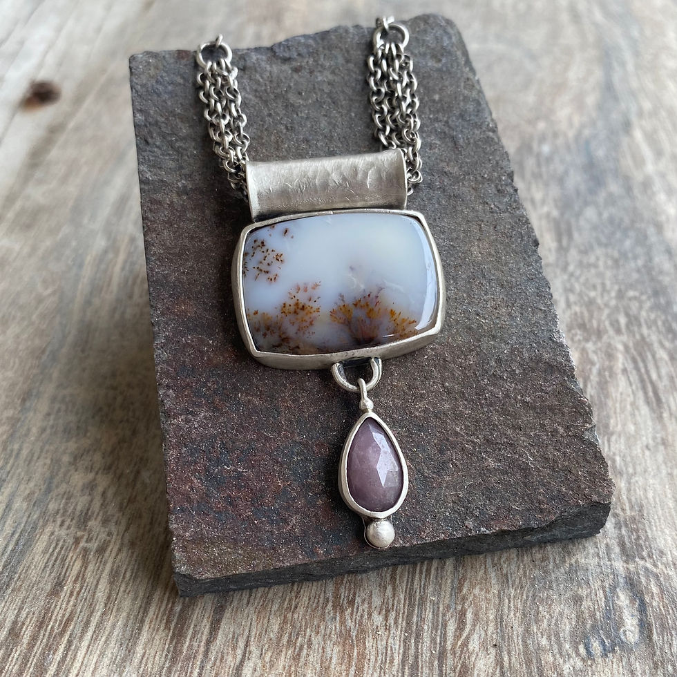 Thumbnail: Dendrite Agate and Pink Sapphire