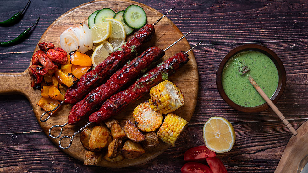 BBQ Tandoori chicken kebabs