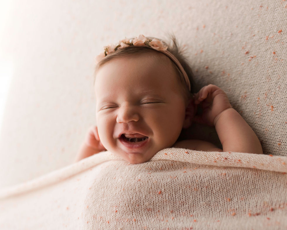 Luxury newborn portrait in Boca Raton photography studio with neutral tones