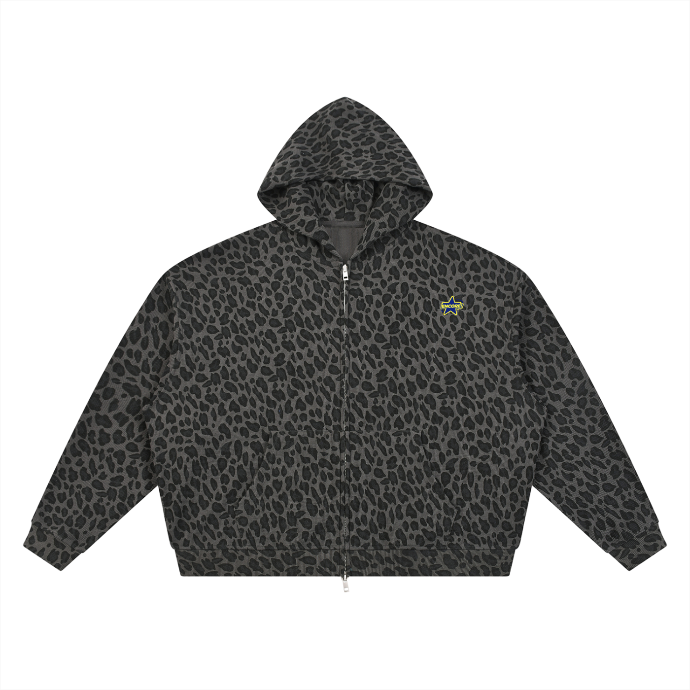 LEOPARD PRINT "ENCORE!" ZIP HOODIE