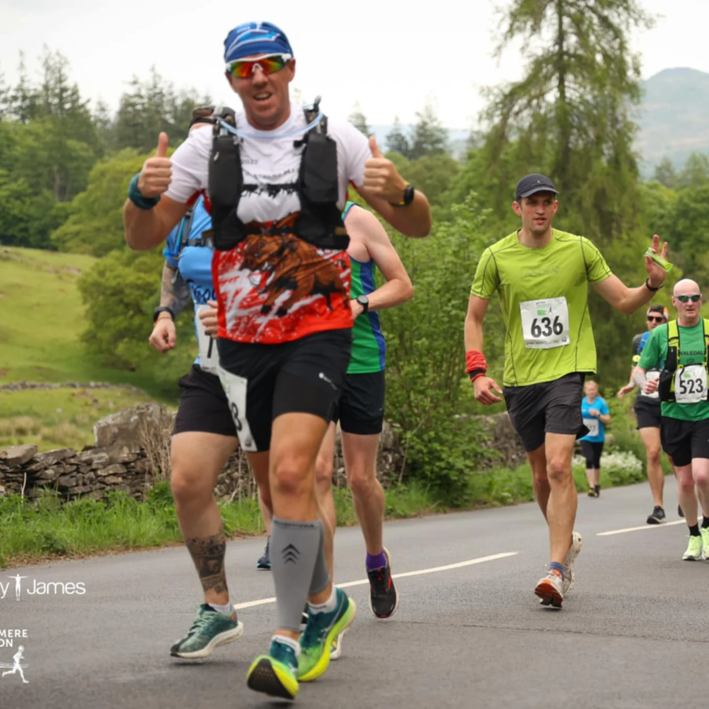 group of people running on sunny day, marathon