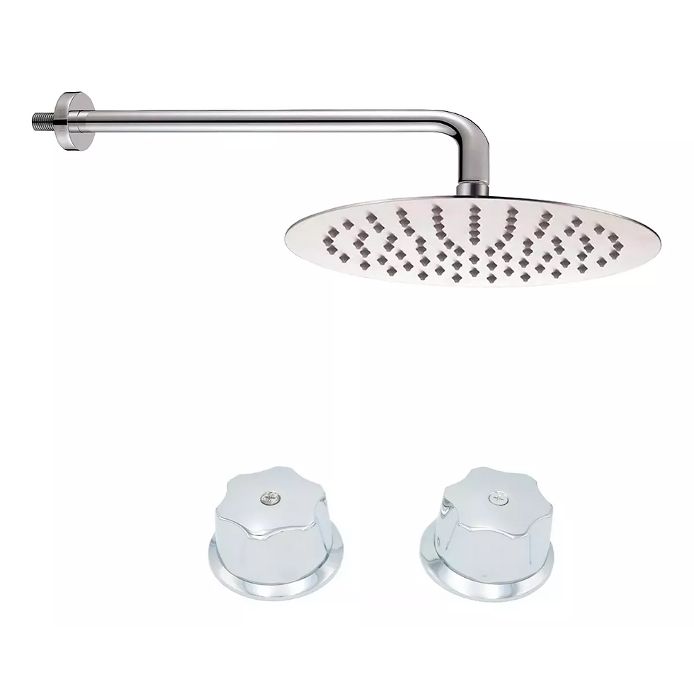 Regadera Cromada Redonda 30 Cm Con Brazo Redondo Y Manerales