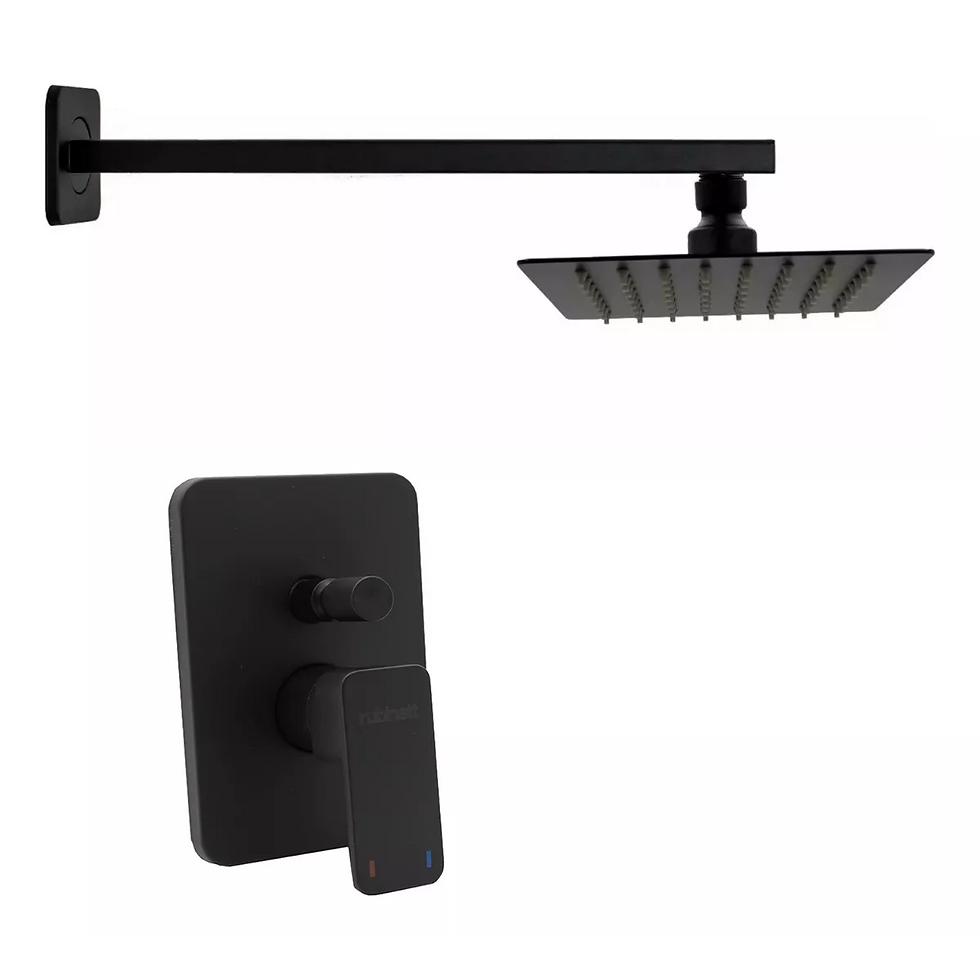 Regadera Cuadrada 15cm Con Brazo Y Monomando Desviador Negro