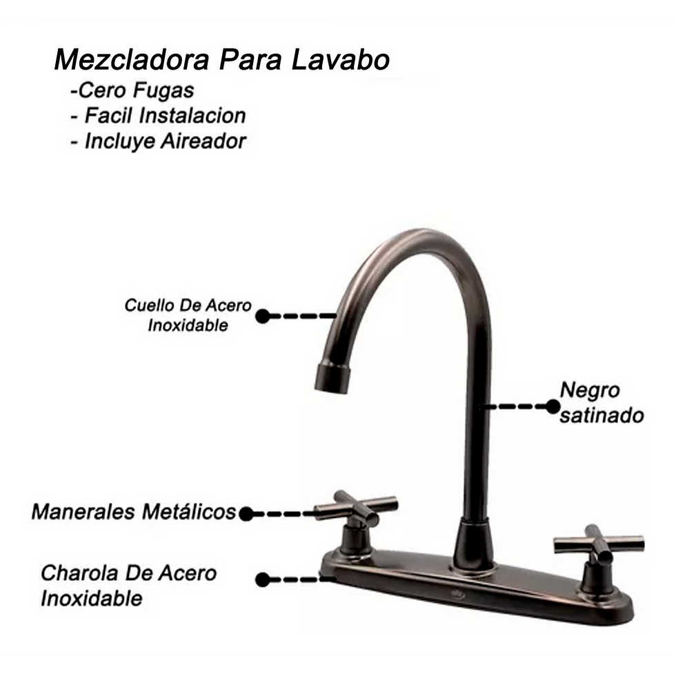 Miniatura: Llave Mezcladora Tarja Cocina Negra Satinada Manerales Cruz
