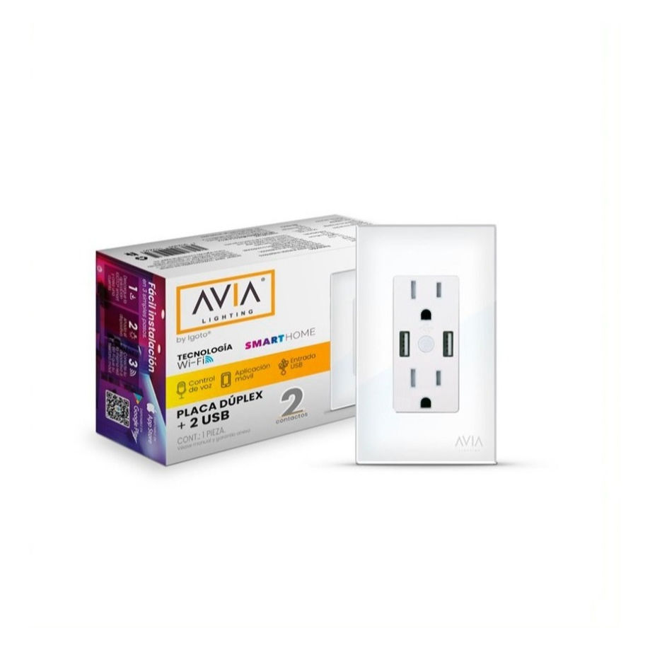 Miniatura: Placa Duplex Con 2 Puertos Usb Smart Home Wifi Avia By Igoto