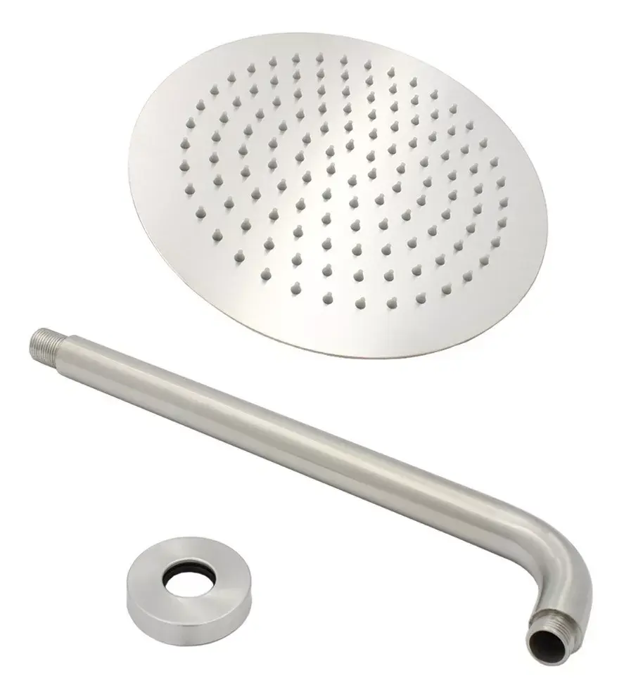 Regadera Redonda 15 Cm Con Brazo Redondo Satinada Lujo