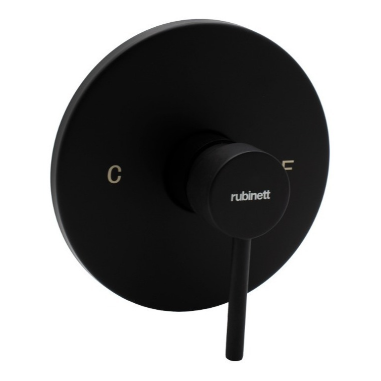 Monomando Para Regadera Negro Mate Acero Inoxidable Rubinett