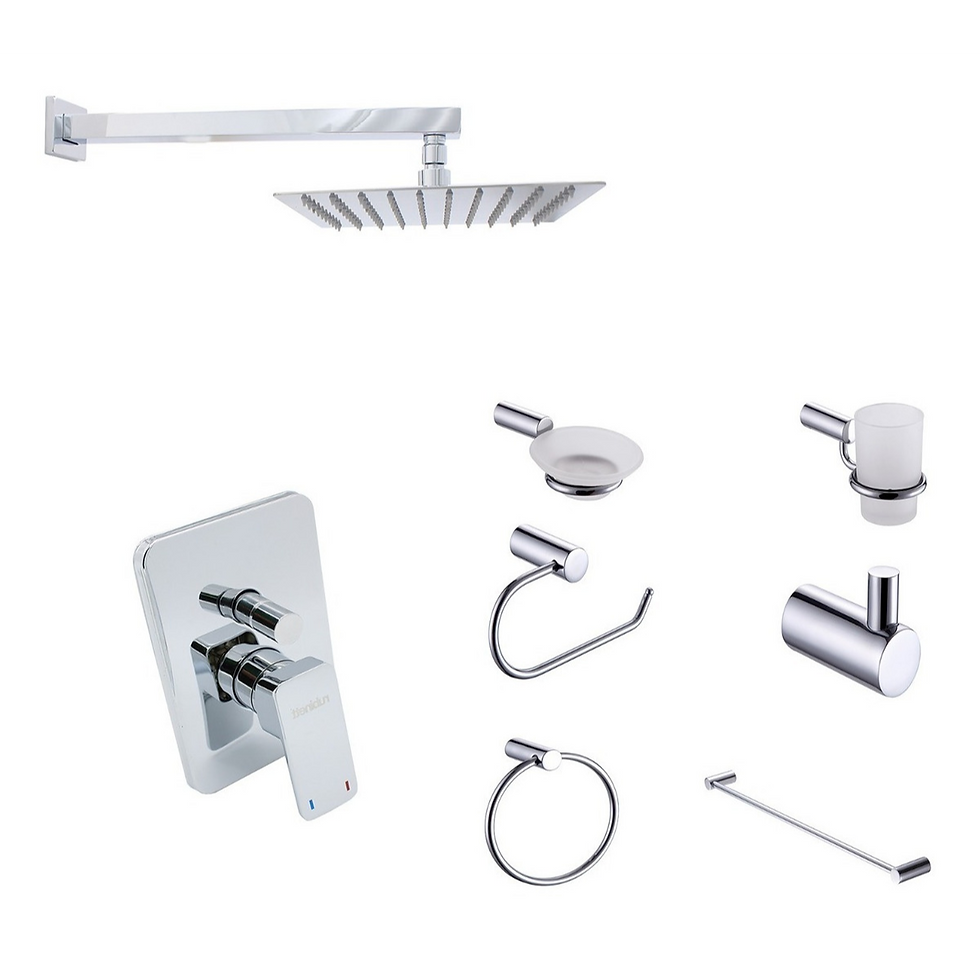 Regadera Cuadrada 20cm Juego Baño 6pz Y Monomando/desviador