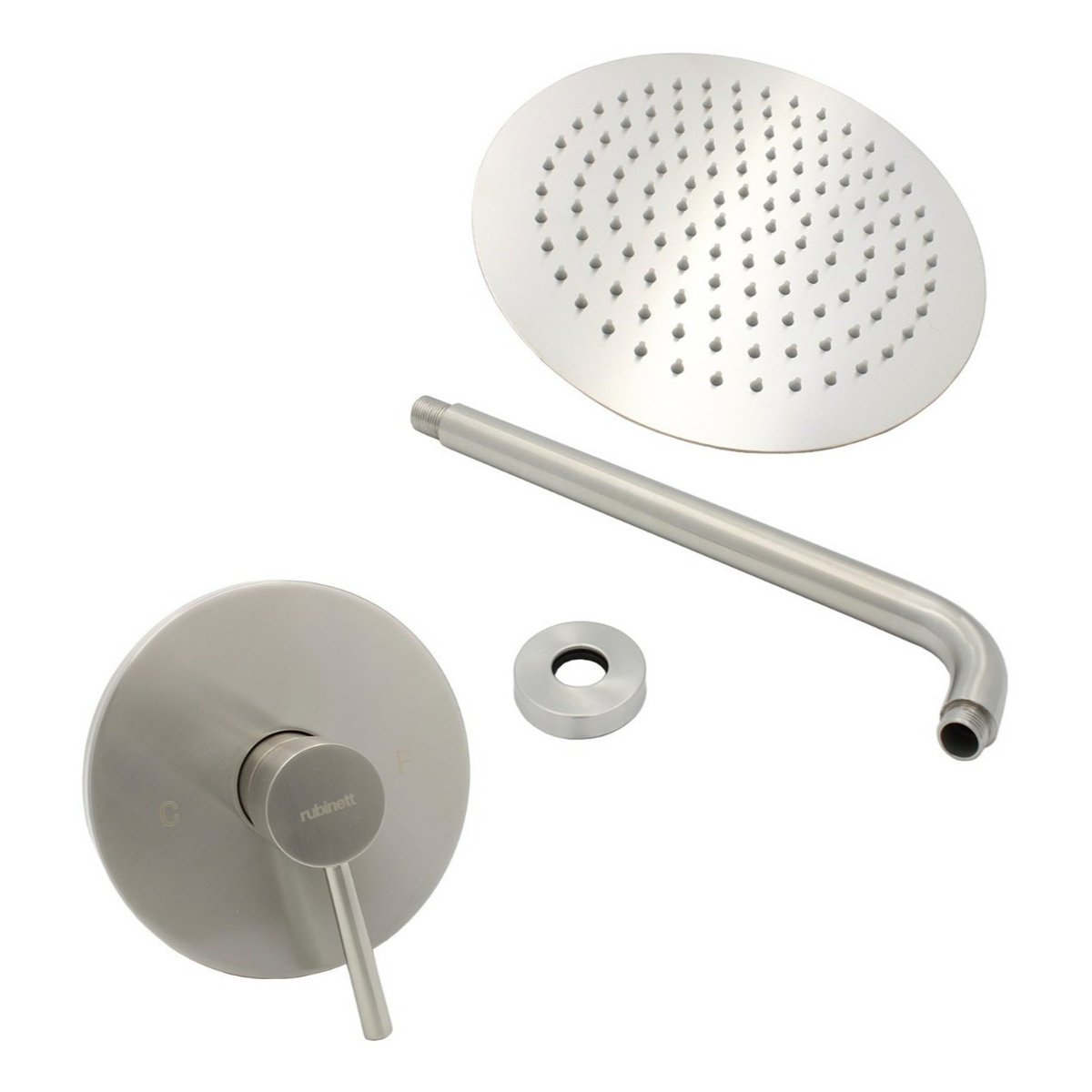 Regadera Redonda 25 Cm Monomando Redondo Satinado Super Lujo