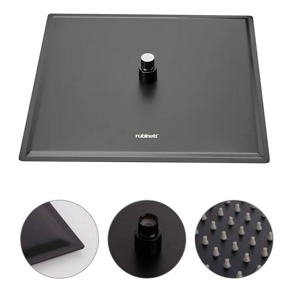 Miniatura: Regadera Cuadrada Acero Inoxidable 15cm Con Brazo Rubinett