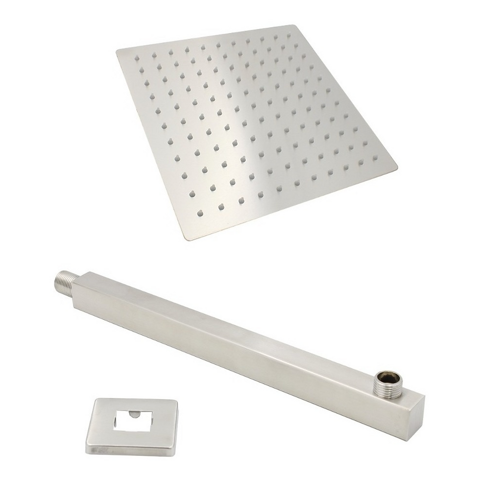 Regadera Cuadrada 25 Cm Con Brazo Cuadrado Satinada Lujo