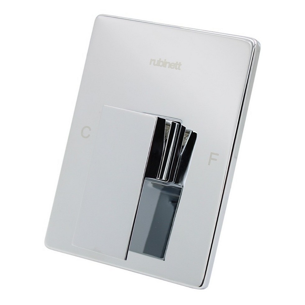 Monomando Para Regadera Cromado Cuadrado Laton Rubinett