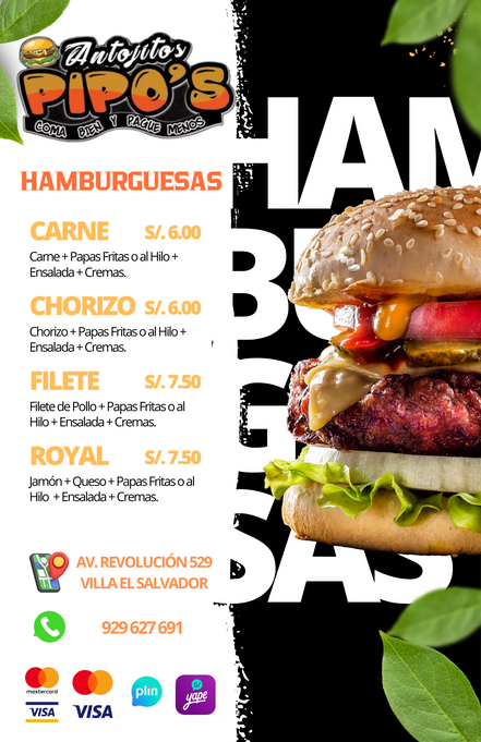 ¡Descubre nuestra variedad de hamburguesas con precios tentadores! Satisfacción garantizada en cada bocado.