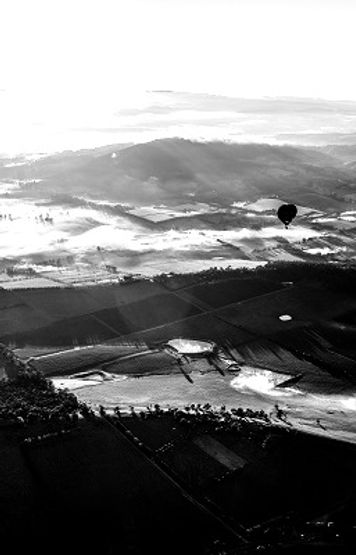 Hot air balloon flying over Yarra Valley